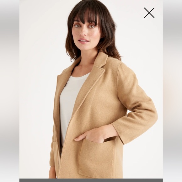 NWT New Quince 100% Organic Cotton Knit Blazer Camel Small - Picture 2 of 5